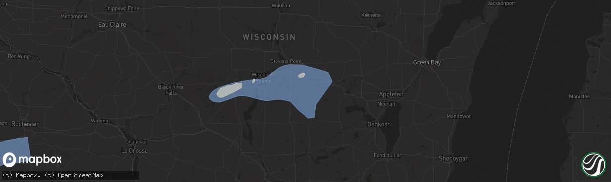 Hail map in Almond, WI on June 23, 2025