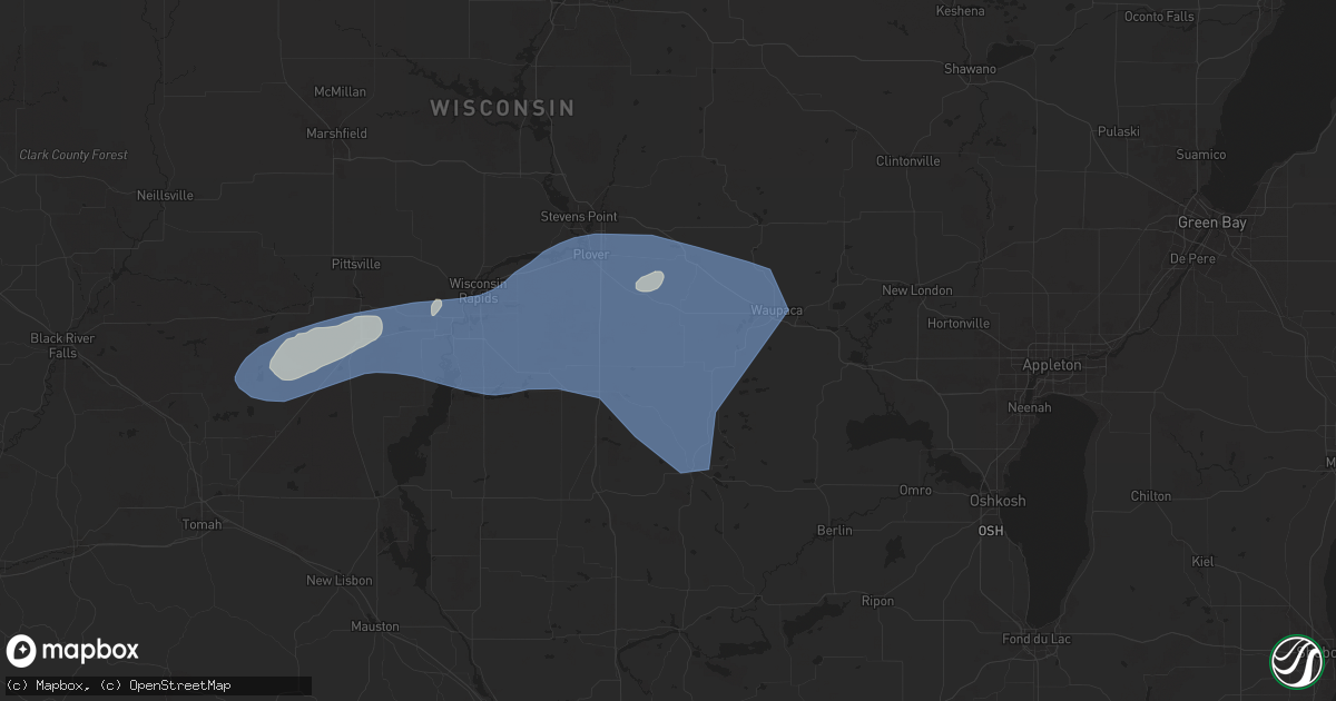 Hail map in Almond, WI on June 23, 2025