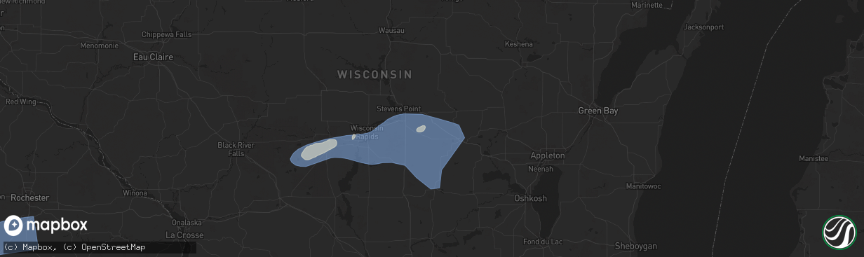 Hail map in Amherst, WI on June 23, 2025
