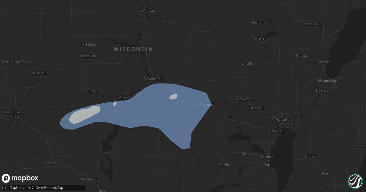 Hail map in Amherst, WI on June 23, 2025