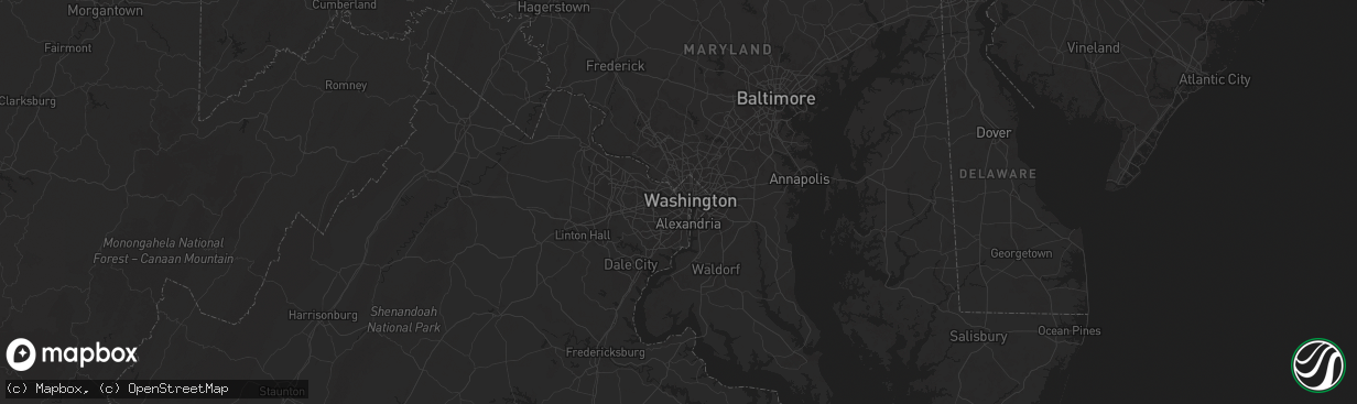 Hail map in Arlington, VA on June 23, 2025