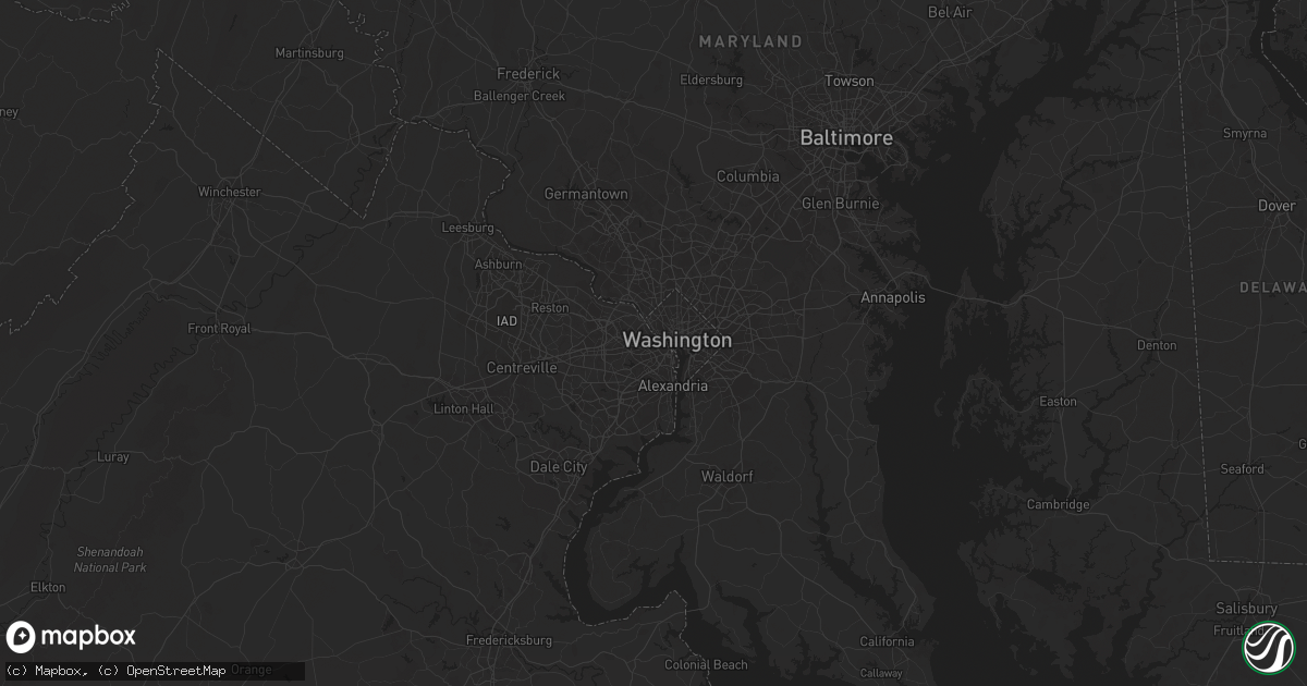 Hail map in Arlington, VA on June 23, 2025