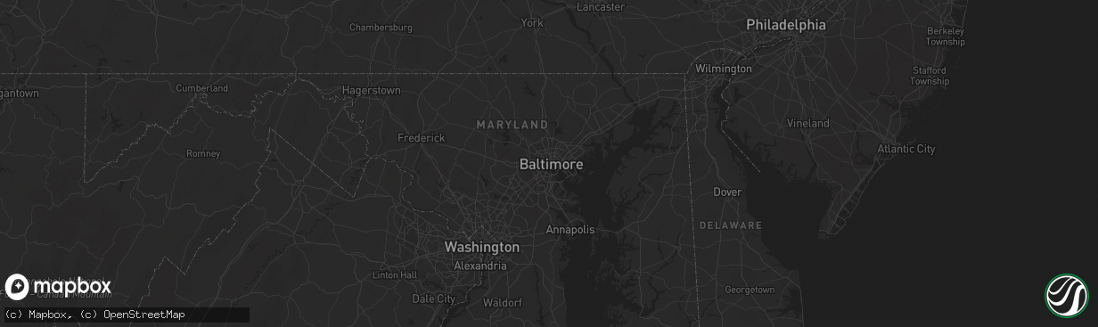 Hail map in Baltimore, MD on June 23, 2025