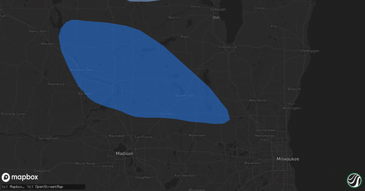 Hail map in Beaver Dam, WI on June 23, 2025