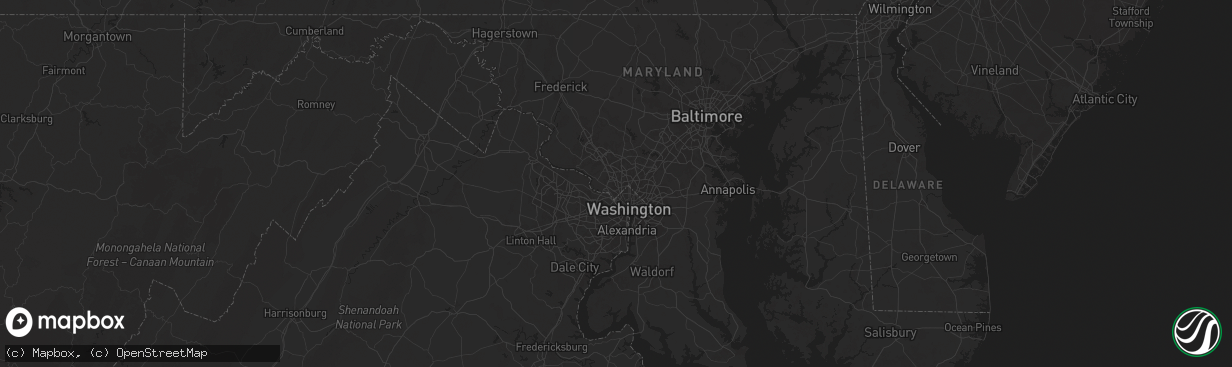 Hail map in Bethesda, MD on June 23, 2025