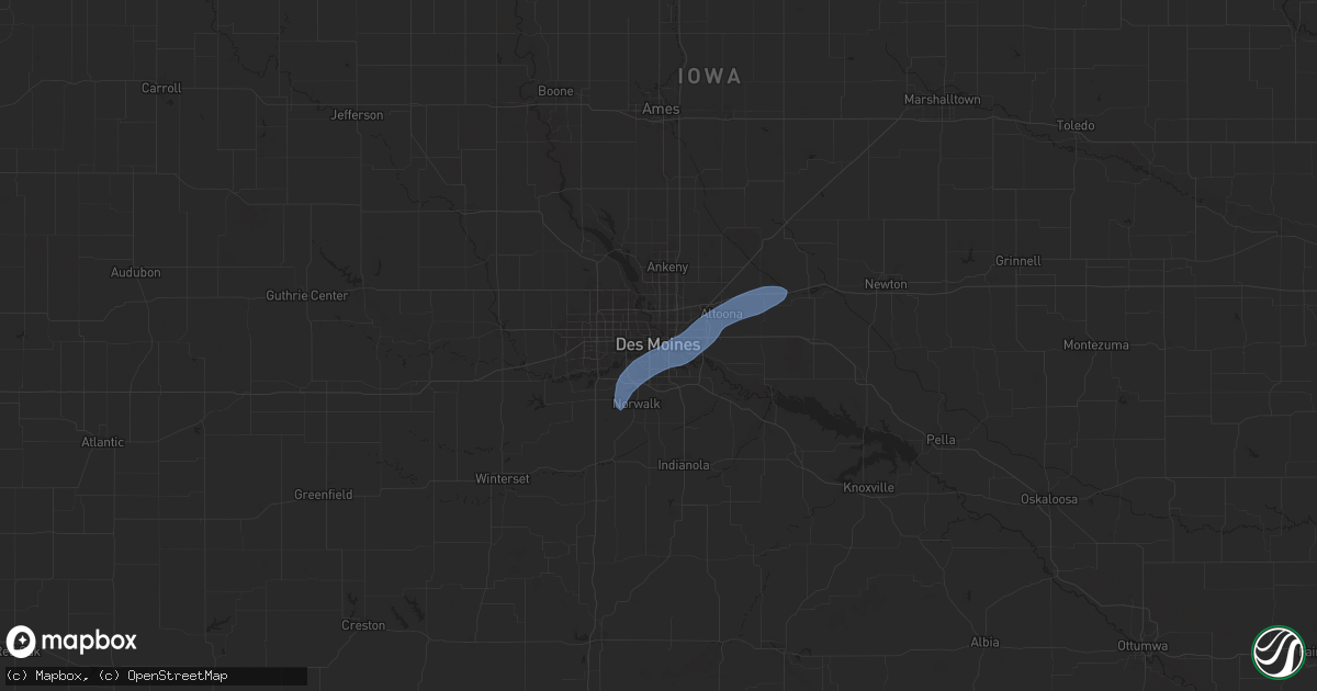 Hail map in Des Moines, IA on June 23, 2025