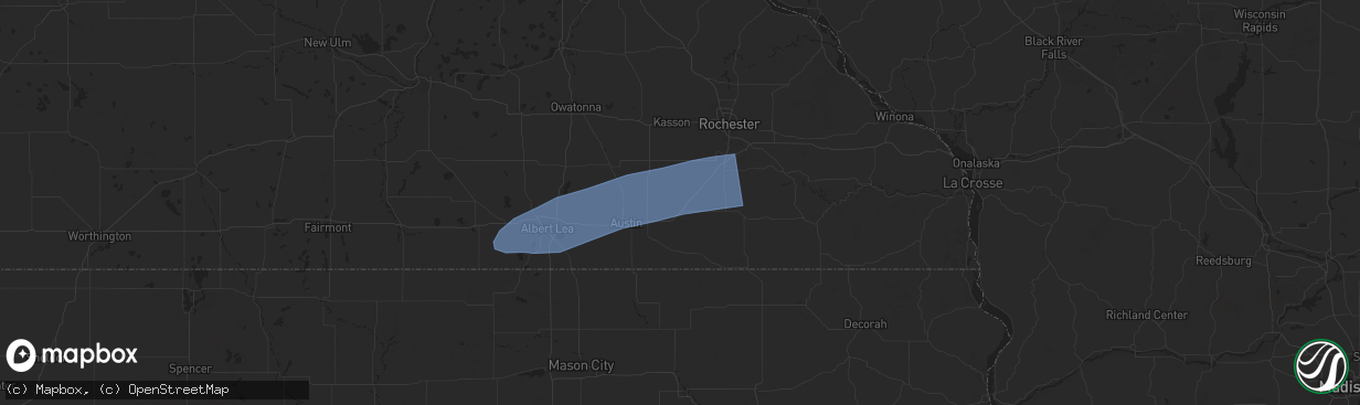 Hail map in Dexter, MN on June 23, 2025