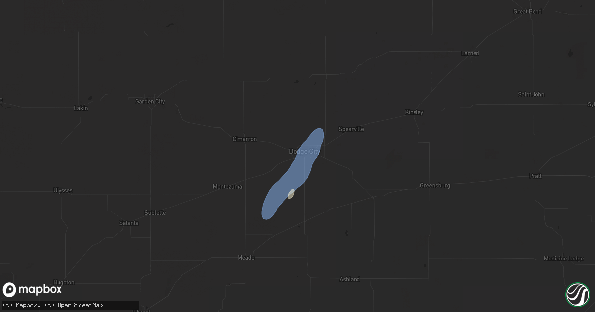 Hail map in Dodge City, KS on June 23, 2025