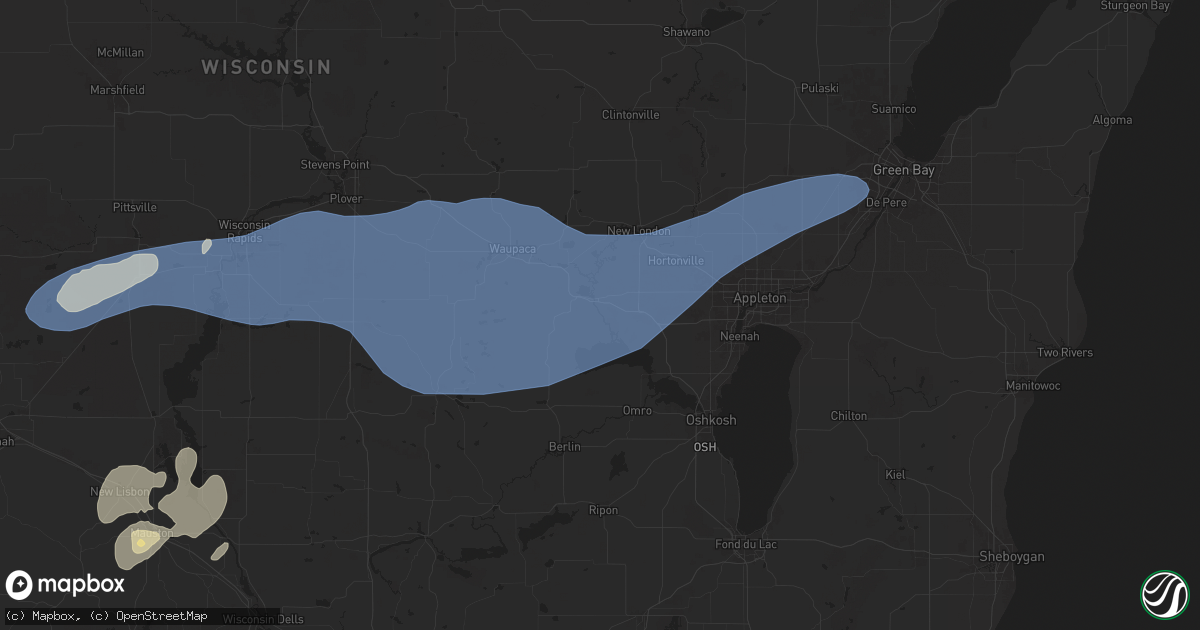 Hail map in Fremont, WI on June 23, 2025