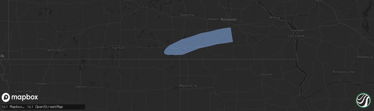 Hail map in Glenville, MN on June 23, 2025
