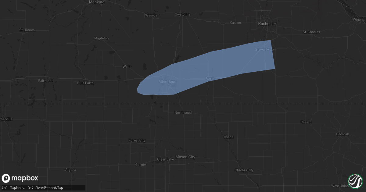 Hail map in Glenville, MN on June 23, 2025