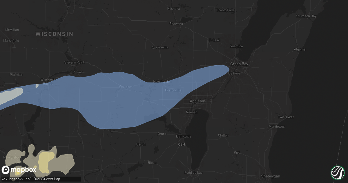 Hail map in Hortonville, WI on June 23, 2025