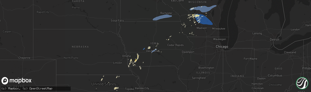 Hail map in Iowa on June 23, 2025
