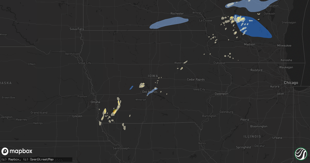 Hail map in Iowa on June 23, 2025