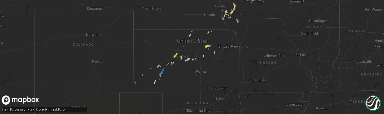 Hail map in Kansas on June 23, 2025