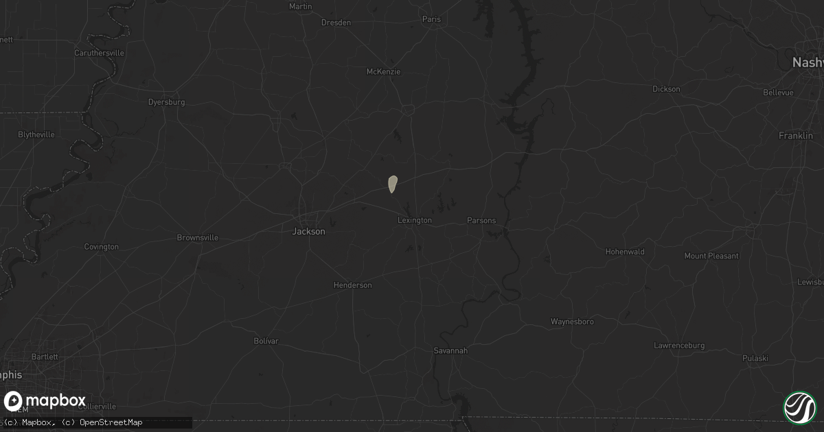 Hail map in Lexington, TN on June 23, 2025