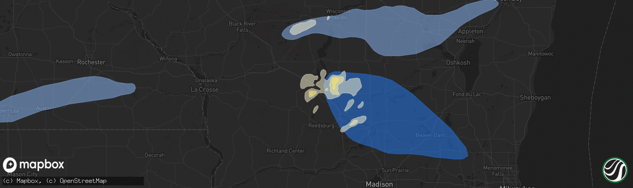 Hail map in Mauston, WI on June 23, 2025