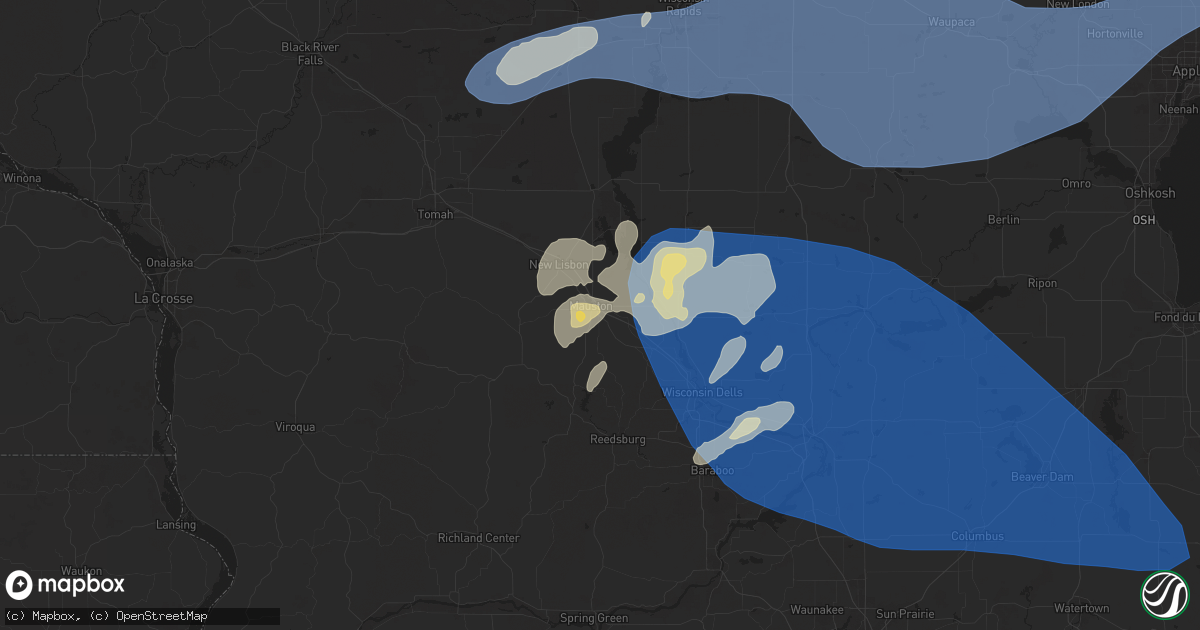 Hail map in Mauston, WI on June 23, 2025