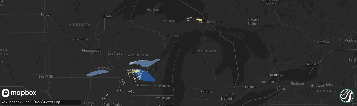 Hail map in Michigan on June 23, 2025