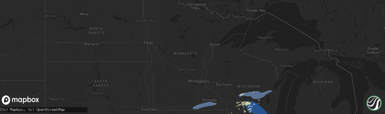 Hail map in Minnesota on June 23, 2025