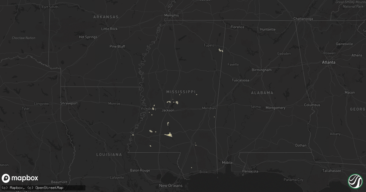 Hail map in Mississippi on June 23, 2025