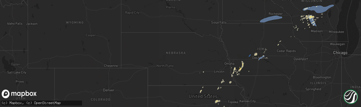 Hail map in Nebraska on June 23, 2025
