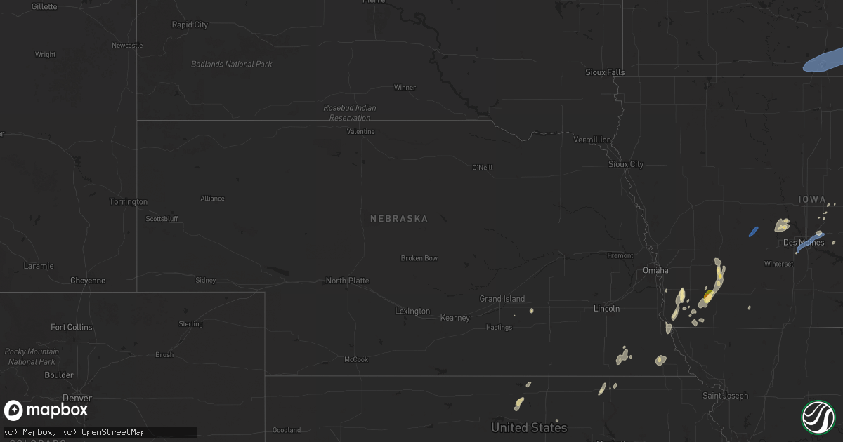 Hail map in Nebraska on June 23, 2025