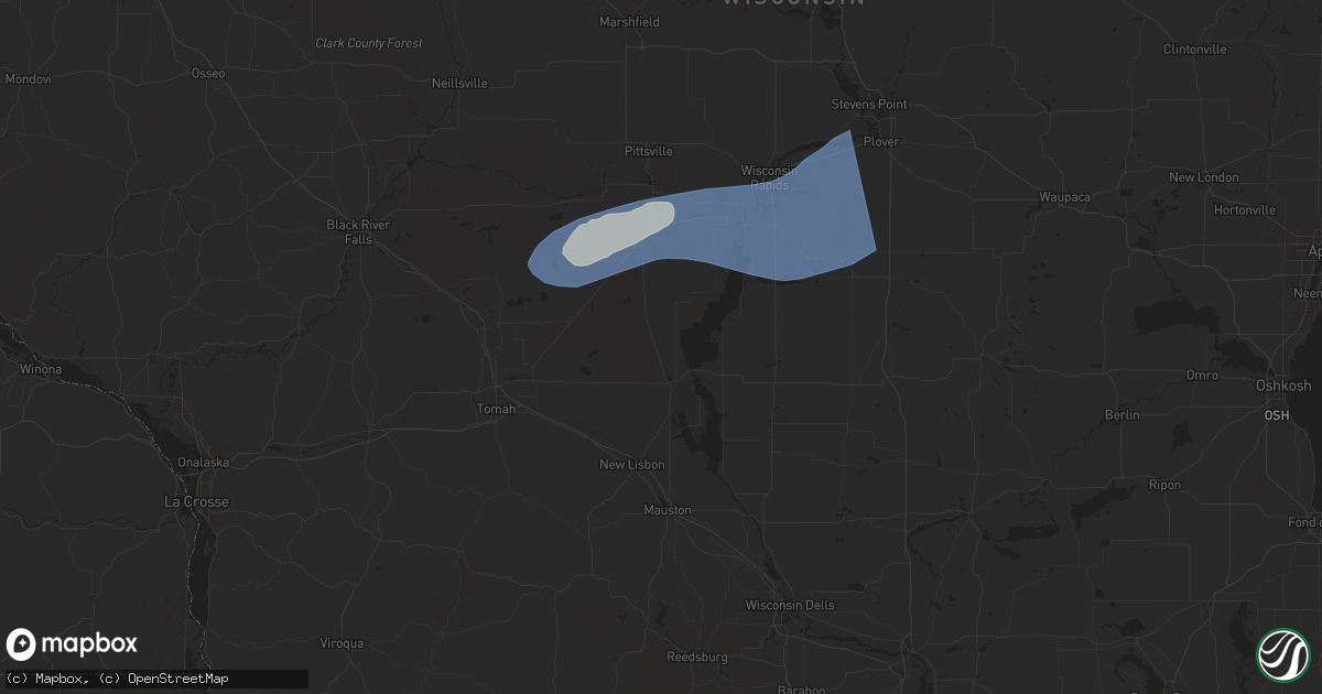 Hail map in Necedah, WI on June 23, 2025