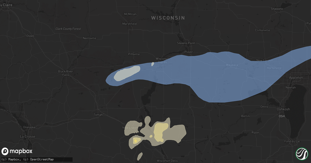 Hail map in Nekoosa, WI on June 23, 2025