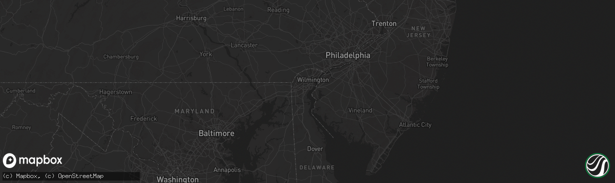 Hail map in New Castle, DE on June 23, 2025
