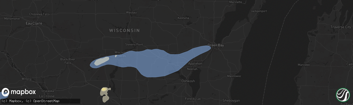 Hail map in New London, WI on June 23, 2025