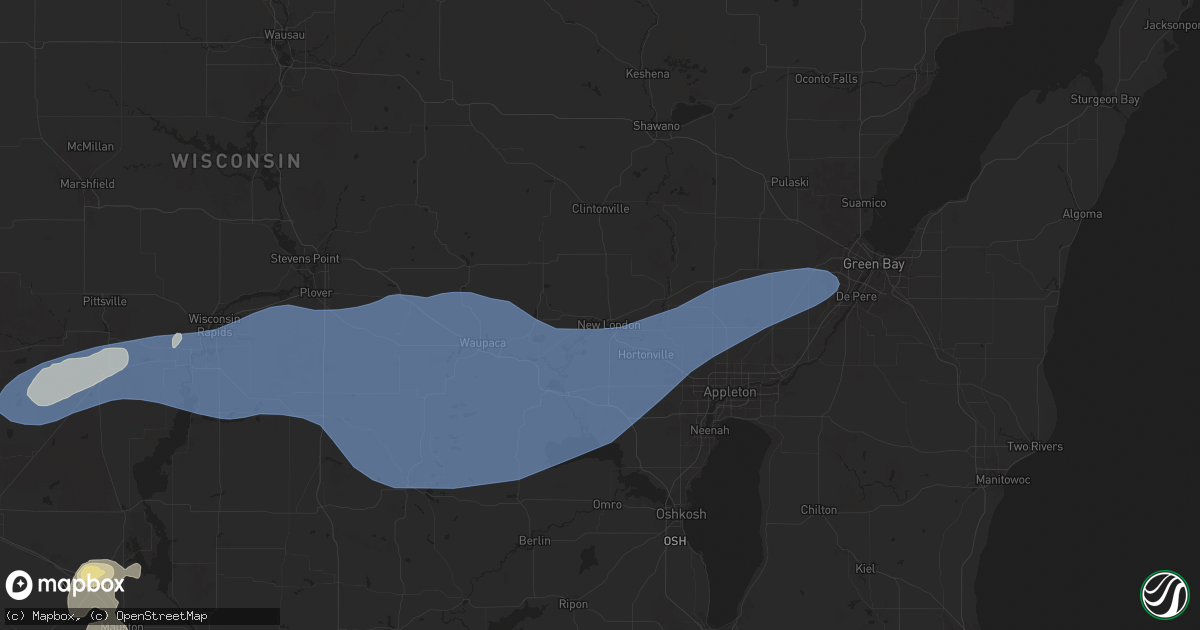 Hail map in New London, WI on June 23, 2025