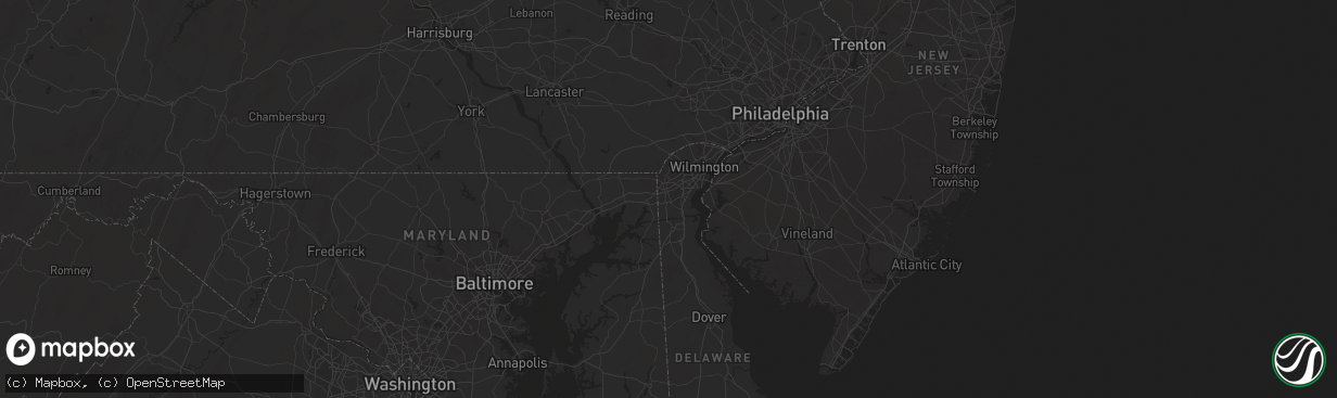 Hail map in Newark, DE on June 23, 2025