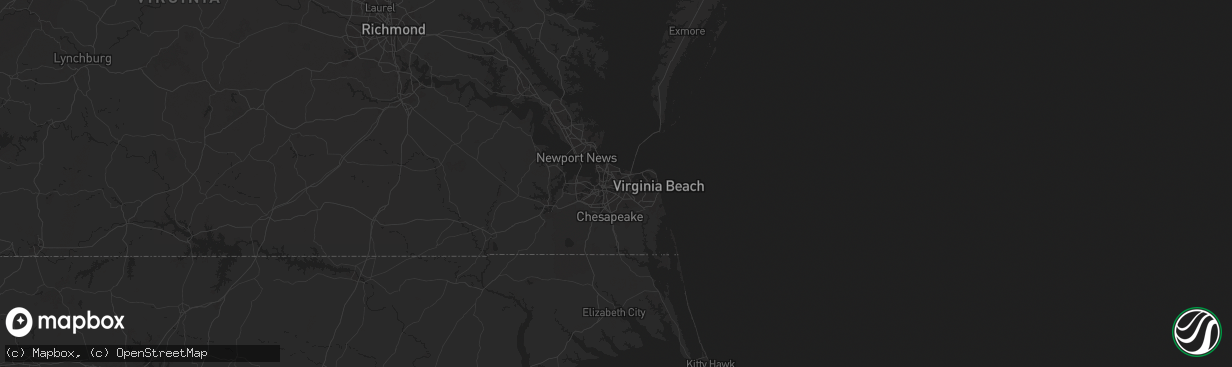 Hail map in Norfolk, VA on June 23, 2025