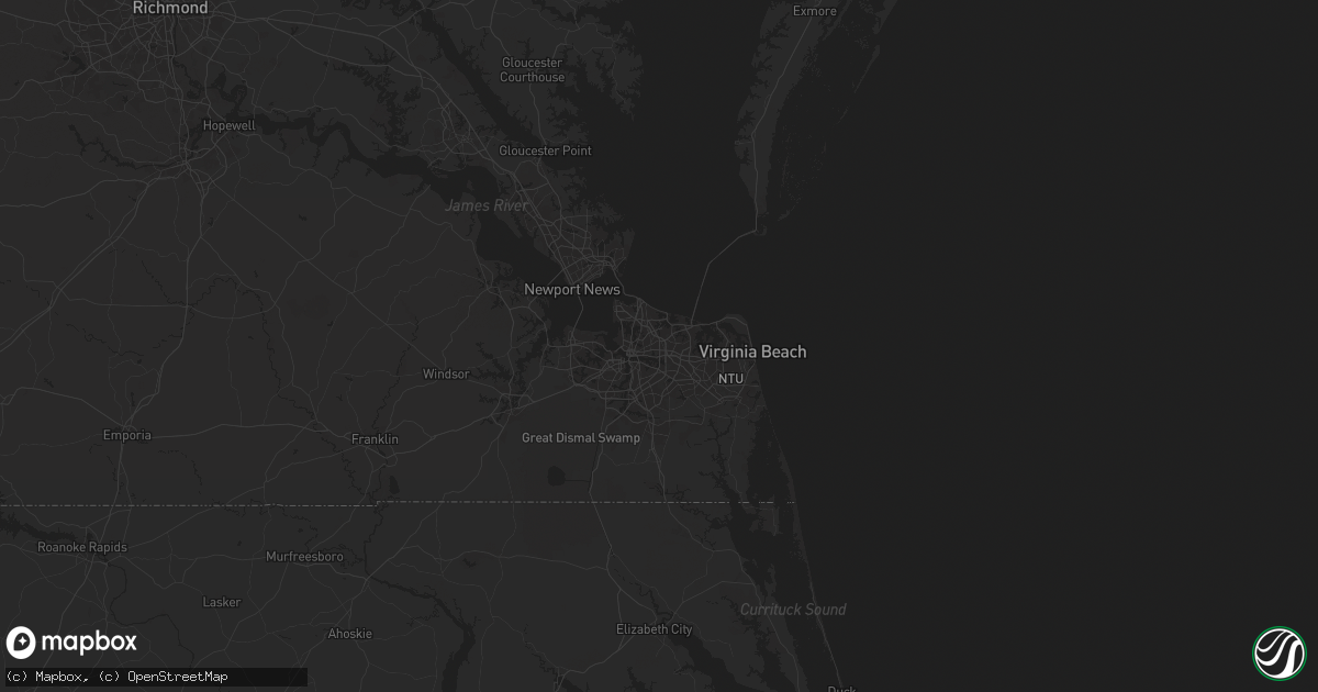 Hail map in Norfolk, VA on June 23, 2025