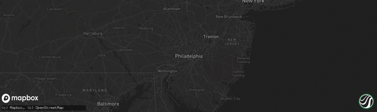 Hail map in Philadelphia, PA on June 23, 2025