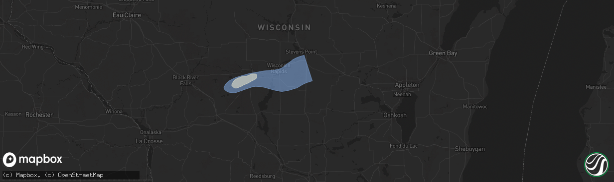 Hail map in Plainfield, WI on June 23, 2025