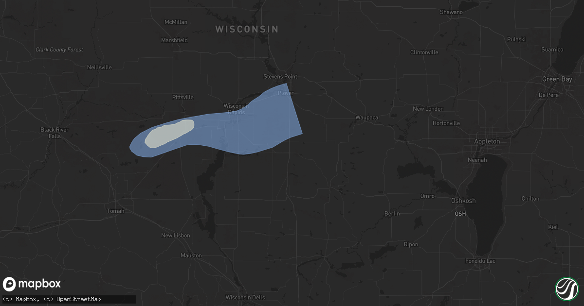 Hail map in Plainfield, WI on June 23, 2025