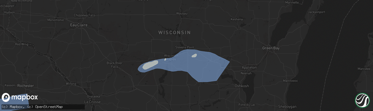 Hail map in Plover, WI on June 23, 2025