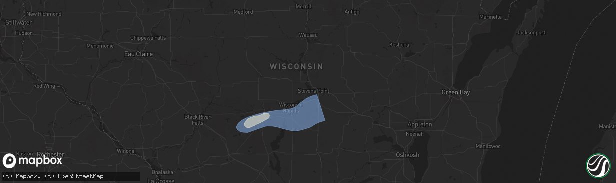 Hail map in Stevens Point, WI on June 23, 2025