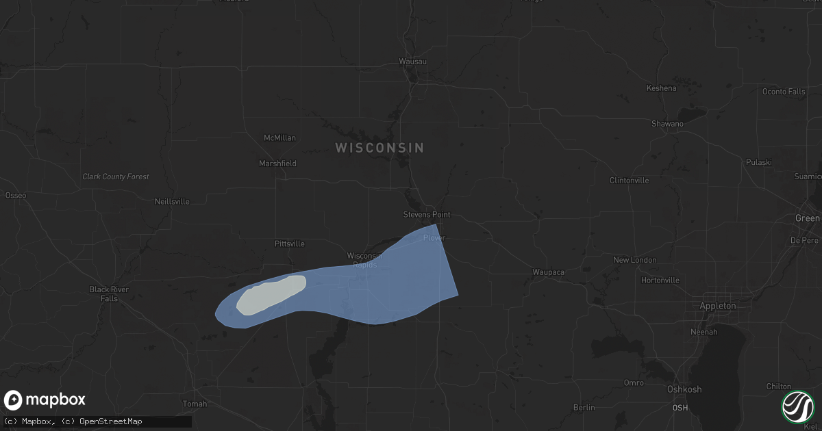 Hail map in Stevens Point, WI on June 23, 2025