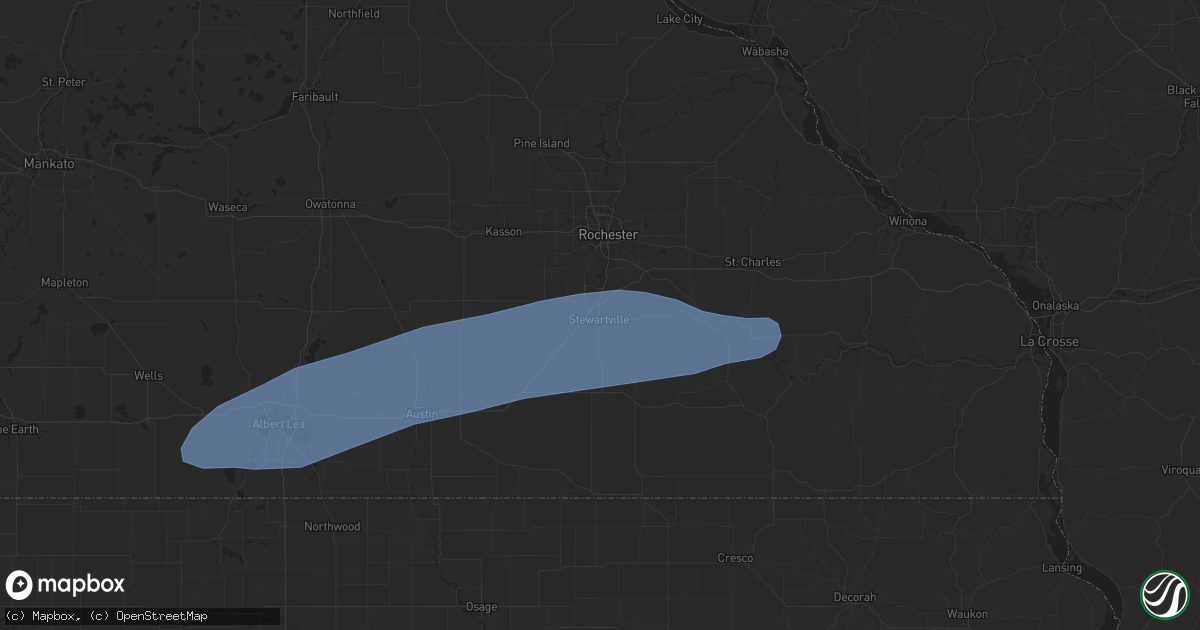 Hail map in Stewartville, MN on June 23, 2025
