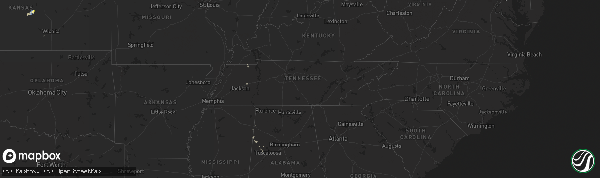 Hail map in Tennessee on June 23, 2025