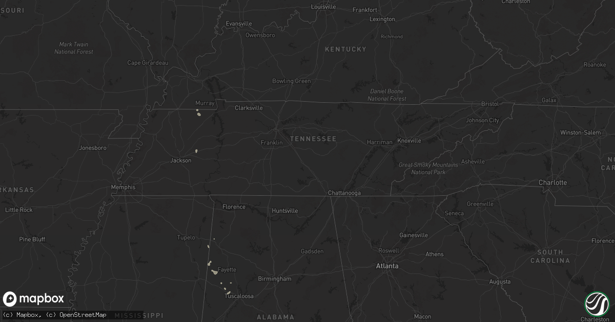 Hail map in Tennessee on June 23, 2025