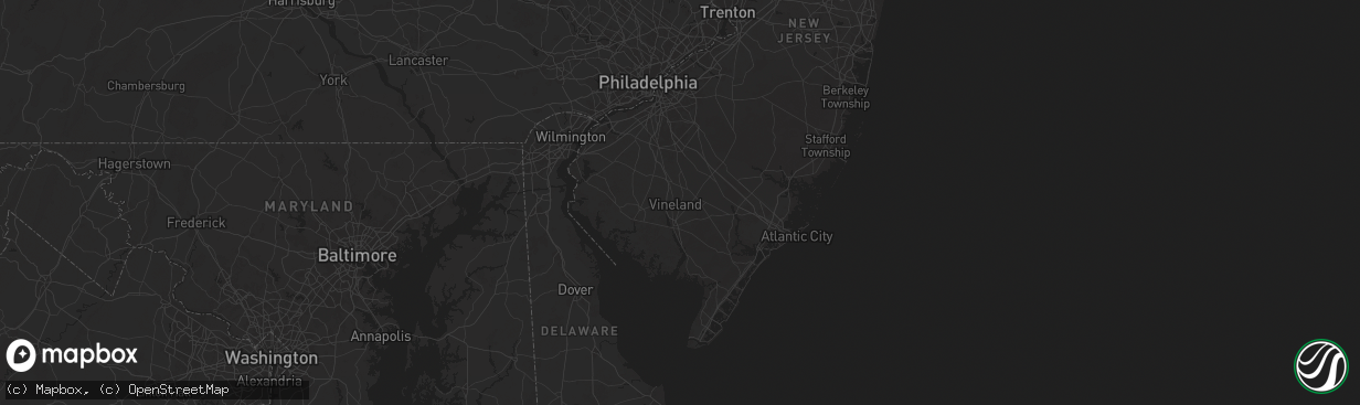 Hail map in Vineland, NJ on June 23, 2025