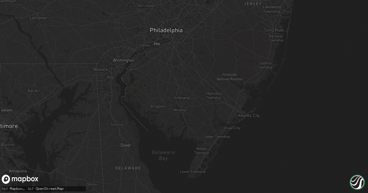 Hail map in Vineland, NJ on June 23, 2025