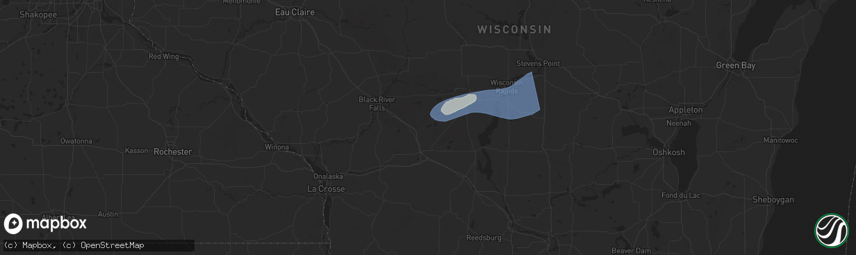 Hail map in Warrens, WI on June 23, 2025