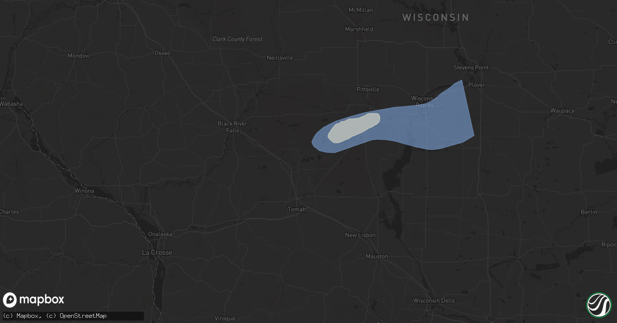 Hail map in Warrens, WI on June 23, 2025