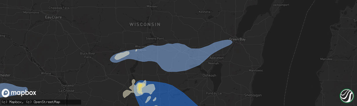 Hail map in Waupaca, WI on June 23, 2025