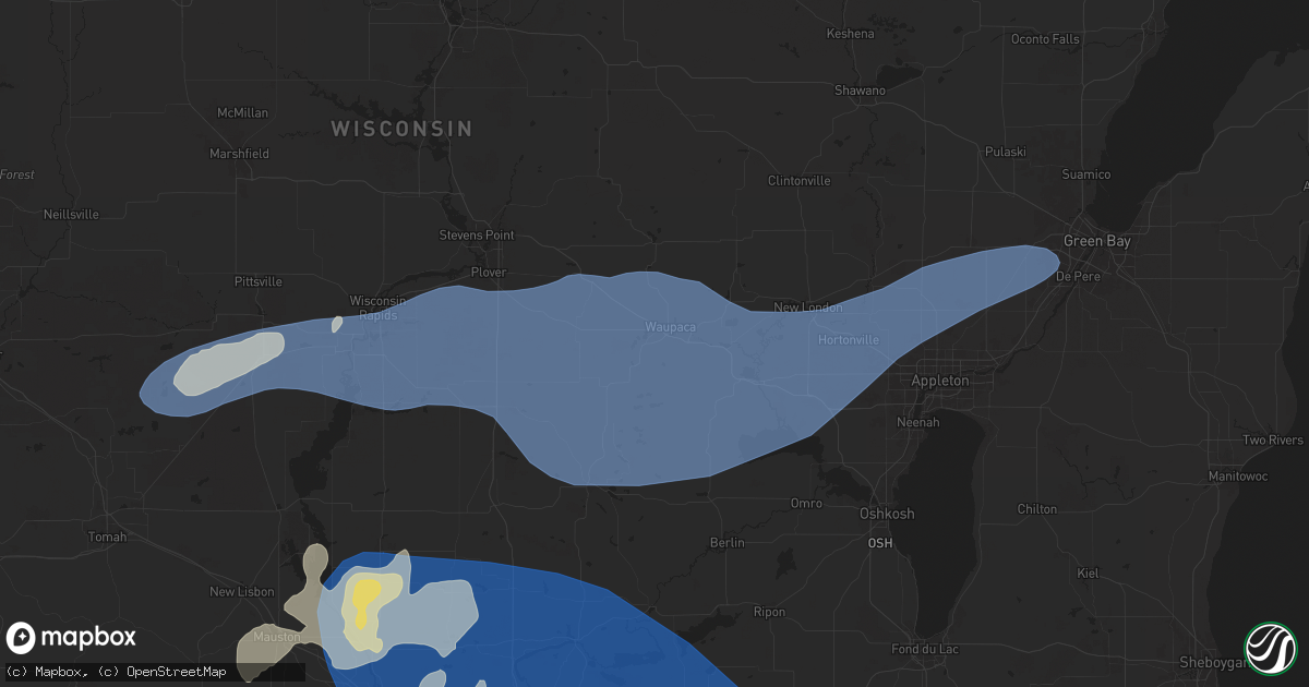 Hail map in Waupaca, WI on June 23, 2025